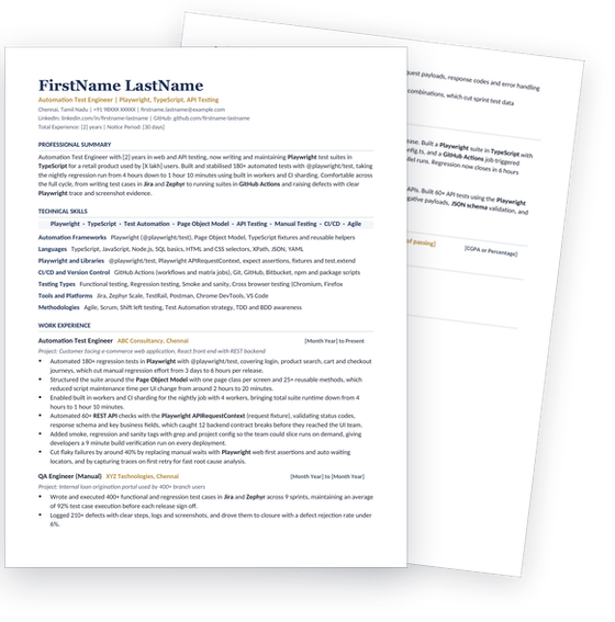 Resume preview,
      both pages